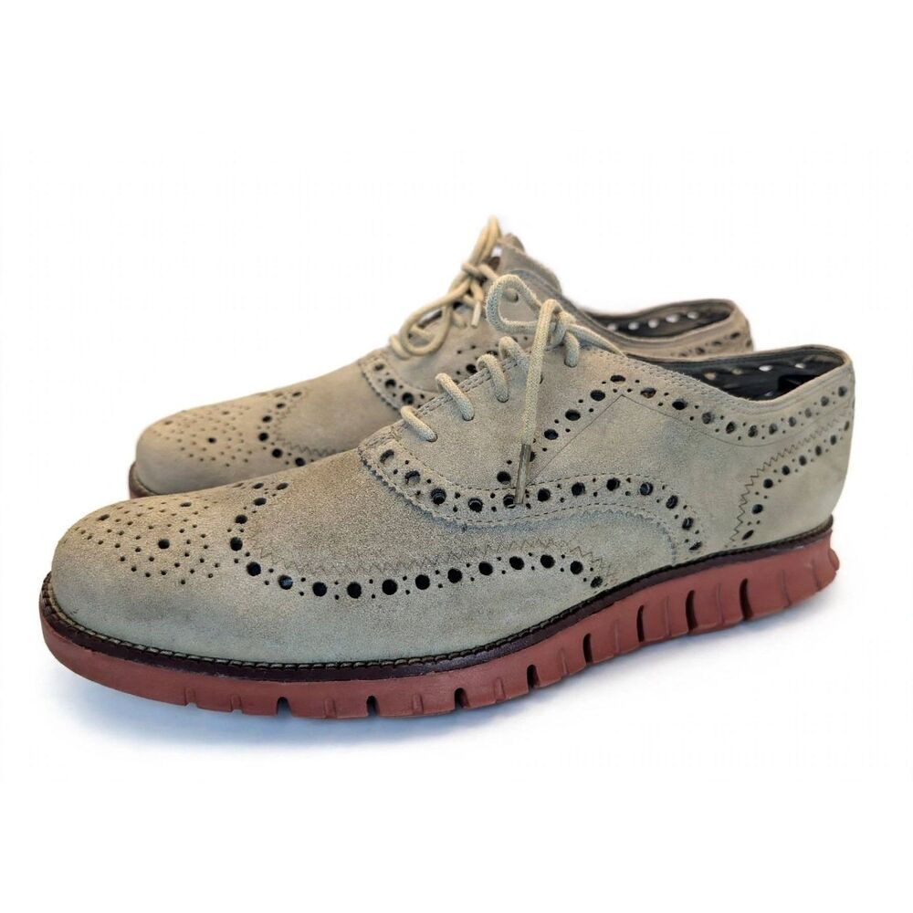 Cole Haan ZeroGrand Wingtip Oxford Shoes Mens 11M Tan Suede C12979 Grand.OS
